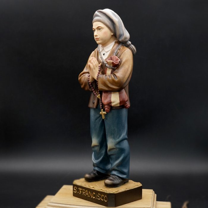 【现货】木雕 彩色 法蒂玛小牧童木雕圣像圣母雅钦达路基亚方济各_方济各 30cm Catholic religious art