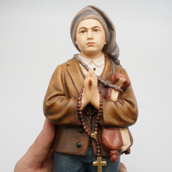 【现货】木雕 彩色 法蒂玛小牧童木雕圣像圣母雅钦达路基亚方济各_方济各 30cm Catholic religious art