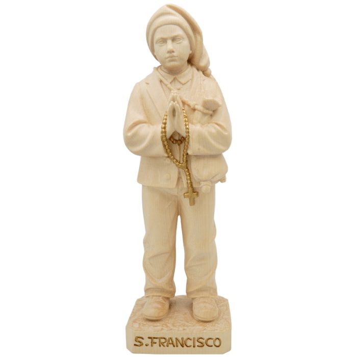 【现货】木雕原色 法蒂玛小牧童木雕圣像圣母雅钦达路基亚方济各_方济各 30cm Catholic religious art
