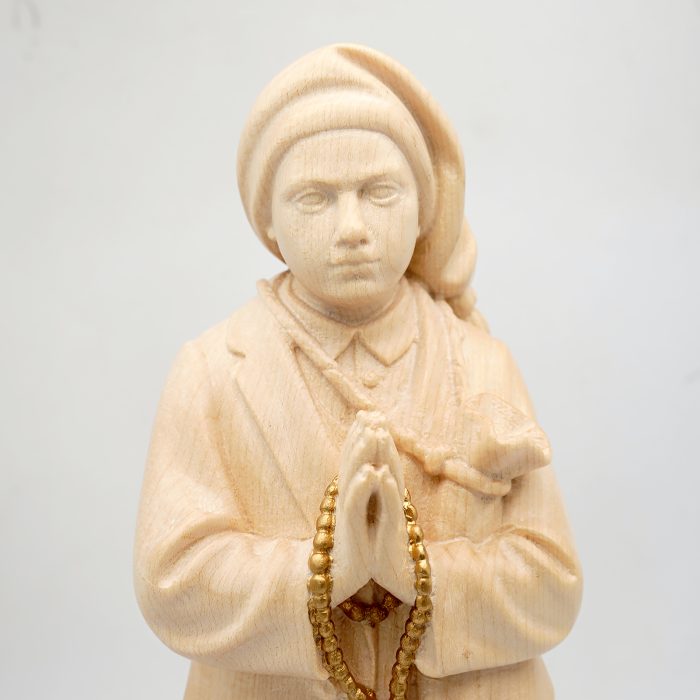 【现货】木雕原色 法蒂玛小牧童木雕圣像圣母雅钦达路基亚方济各_方济各 30cm Catholic religious art
