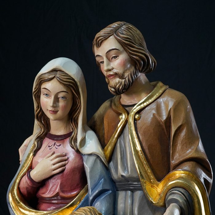 【现货】木雕 圣母圣若瑟和耶稣圣家摆件雕像_圣家（圣母 圣若瑟 耶稣 75cm Catholic religious art