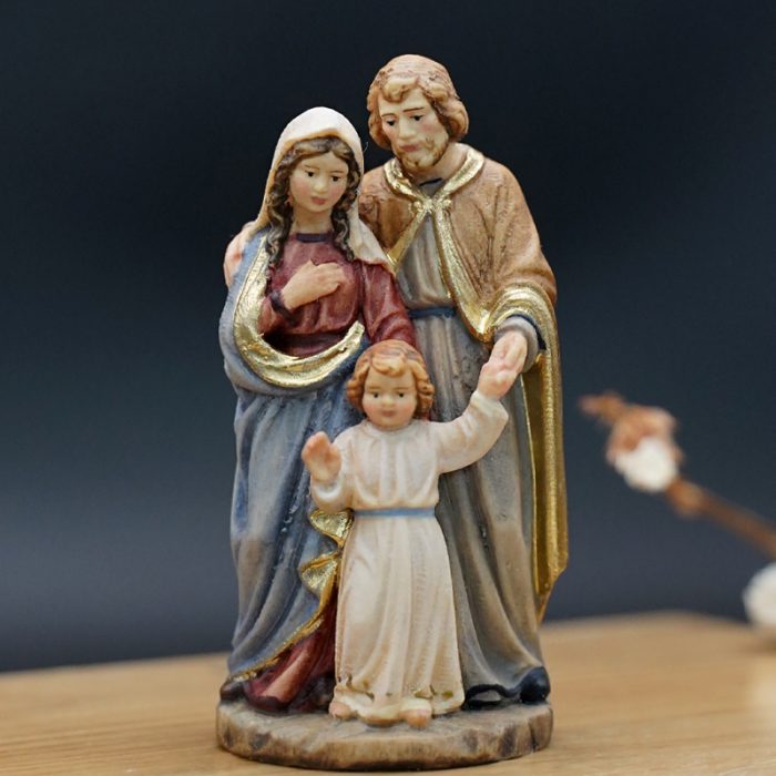 【现货】木雕 圣母圣若瑟和耶稣圣家摆件雕像_圣家（圣母 圣若瑟 耶稣）8 cm Catholic religious art
