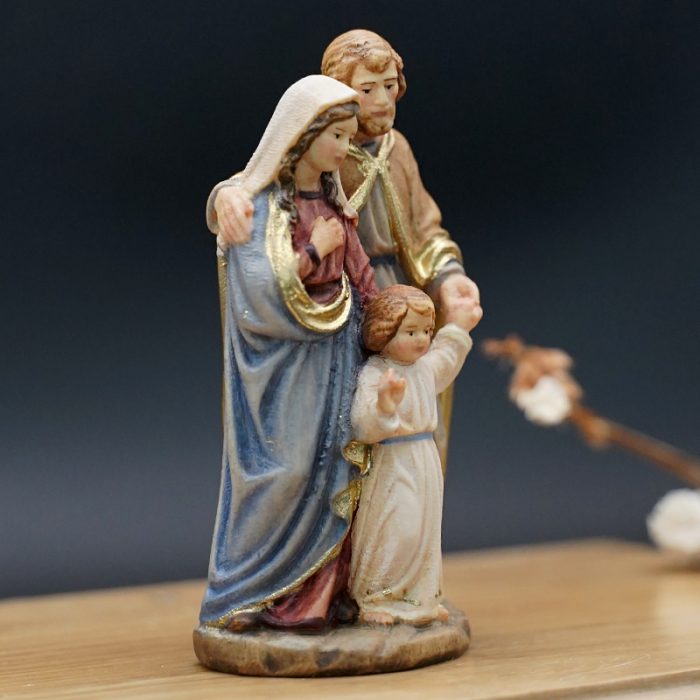 【现货】木雕 圣母圣若瑟和耶稣圣家摆件雕像_圣家（圣母 圣若瑟 耶稣）8 cm Catholic religious art
