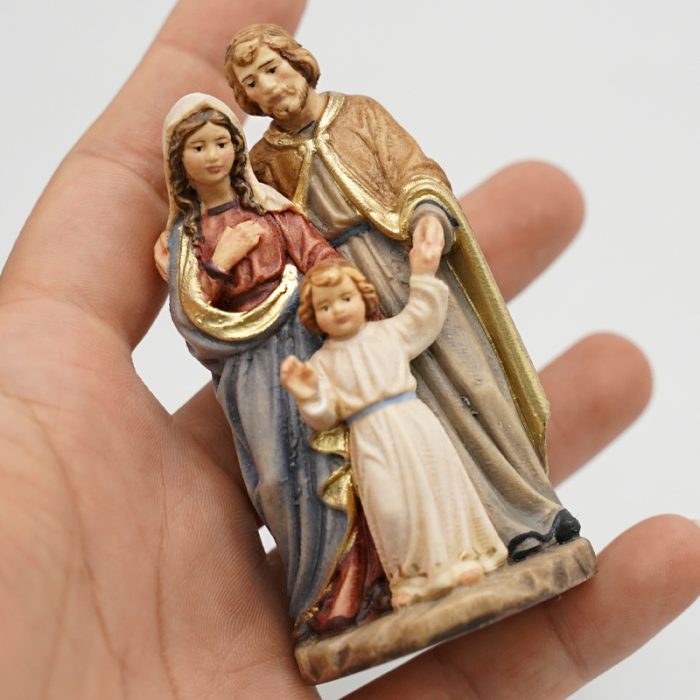 【现货】木雕 圣母圣若瑟和耶稣圣家摆件雕像_圣家（圣母 圣若瑟 耶稣）8 cm Catholic religious art