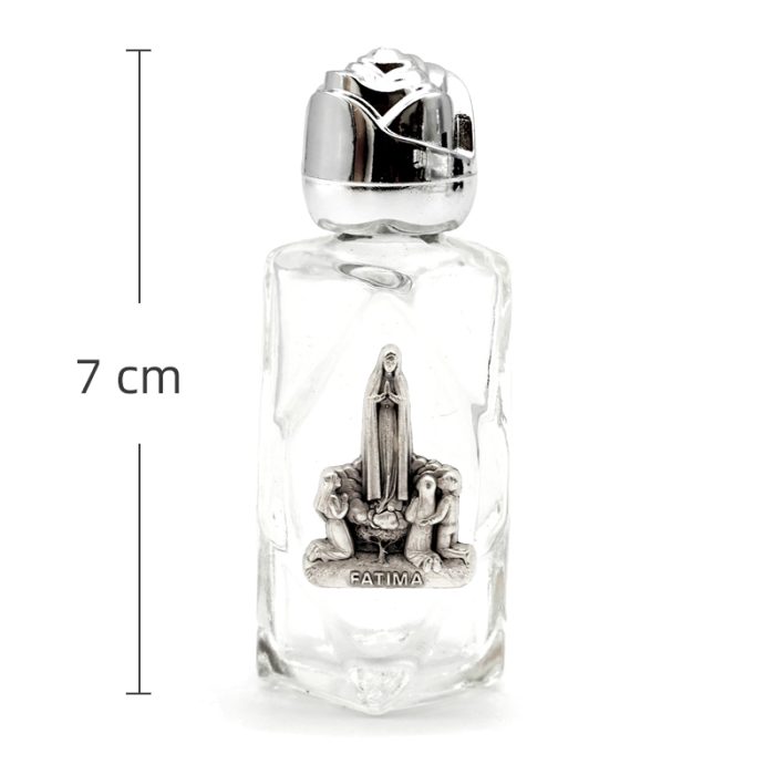 圣水瓶 菱形 带镀银合金圣 异形设计 7cm 法蒂玛和小牧童 Catholic religious art