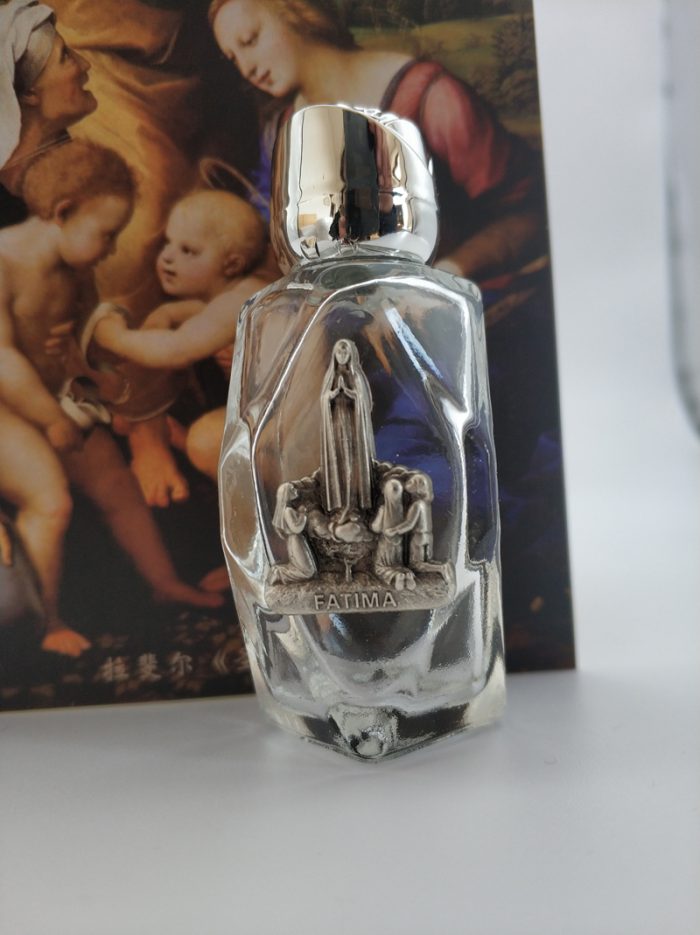 圣水瓶 菱形 带镀银合金圣 异形设计 7cm 法蒂玛和小牧童 Catholic religious art