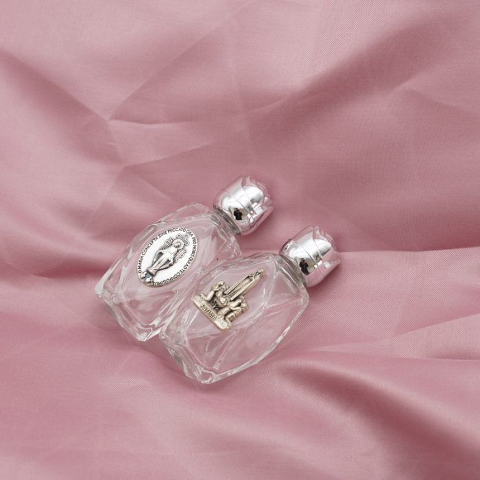 圣水瓶 菱形 带镀银合金圣 异形设计 7cm 法蒂玛和小牧童 Catholic religious art