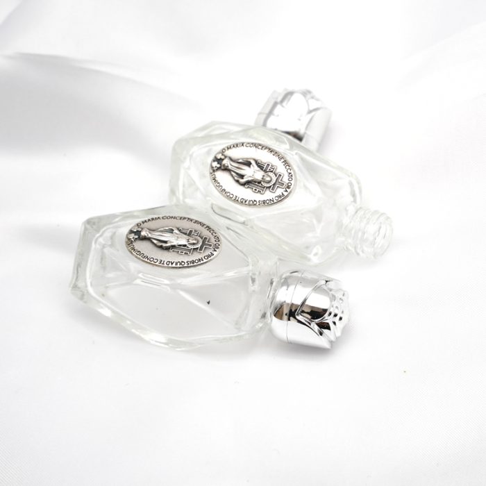 圣水瓶 菱形 带镀银合金圣 椭圆 7cm圣母显灵 Catholic religious art