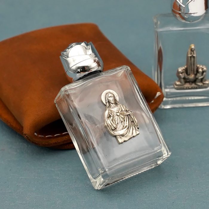 耶稣圣心 圣水瓶 长方 带镀银合金圣 异形设计 6.8cm Catholic religious art