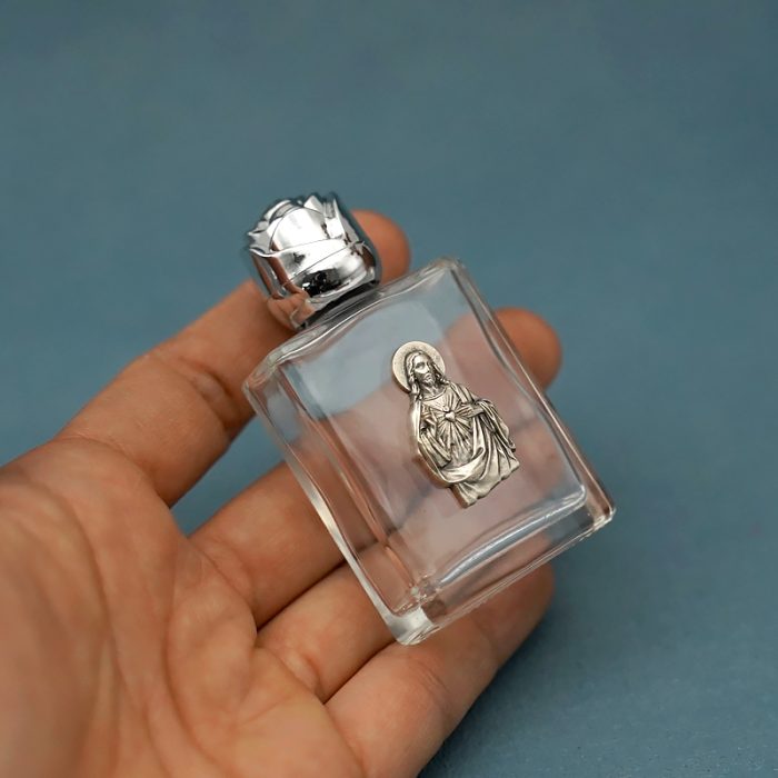 耶稣圣心 圣水瓶 长方 带镀银合金圣 异形设计 6.8cm Catholic religious art