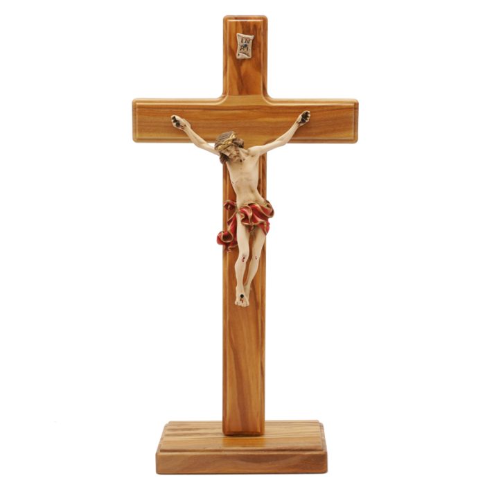 十字架-基督-橄榄木带圣尸底座-33x17.5cm Catholic religious art