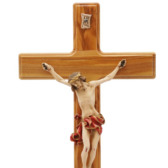 十字架-基督-橄榄木带圣尸底座-33x17.5cm Catholic religious art