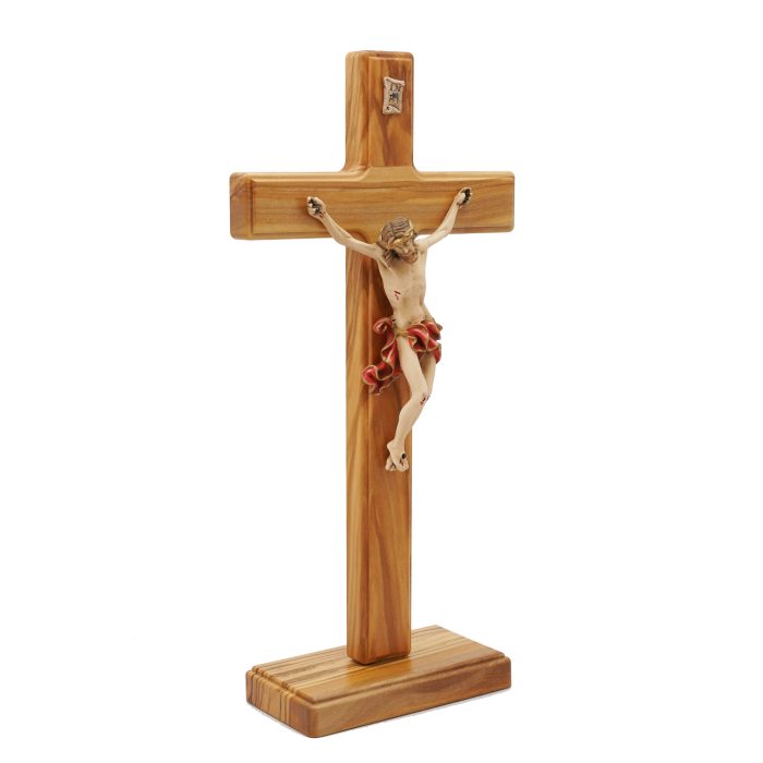 十字架-基督-橄榄木带圣尸底座-33x17.5cm Catholic religious art