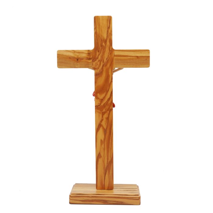 十字架-基督-橄榄木带圣尸底座-33x17.5cm Catholic religious art