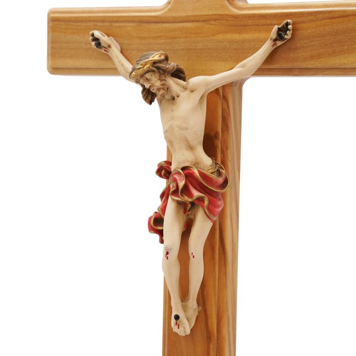 十字架-基督-橄榄木带圣尸底座-33x17.5cm Catholic religious art