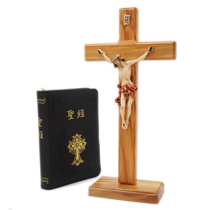 十字架-基督-橄榄木带圣尸底座-33x17.5cm Catholic religious art