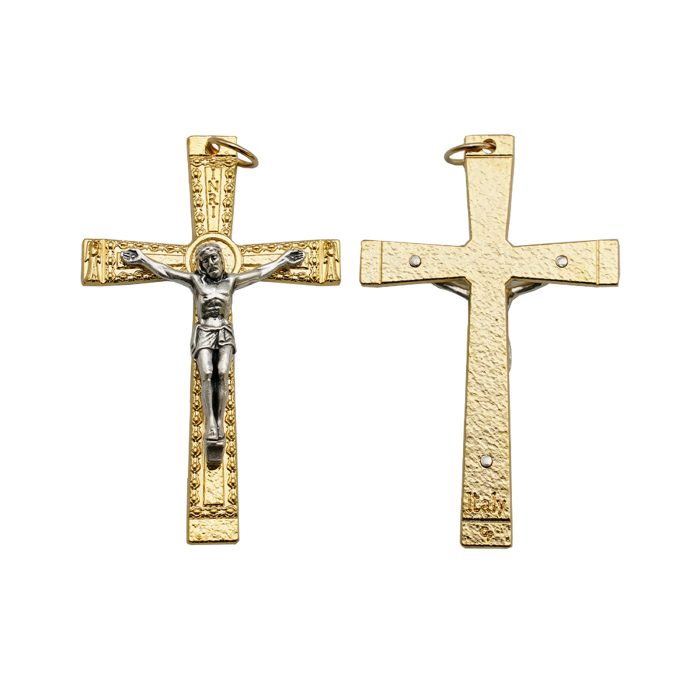 DIY十字架-金色+银色耶稣-锌合金-金色-5cm Catholic religious art