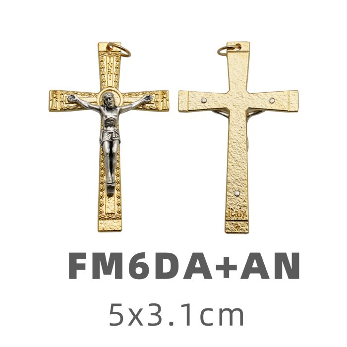 DIY十字架-金色+银色耶稣-锌合金-金色-5cm Catholic religious art