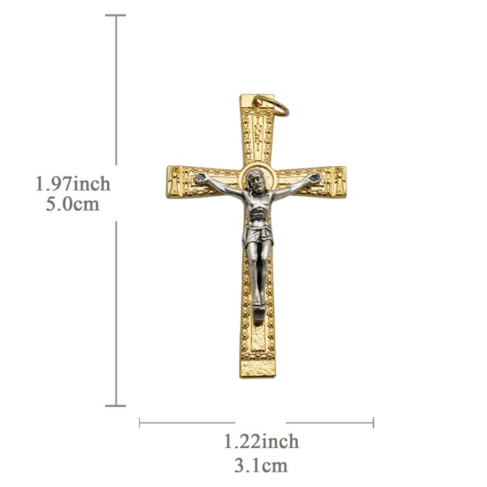DIY十字架-金色+银色耶稣-锌合金-金色-5cm Catholic religious art