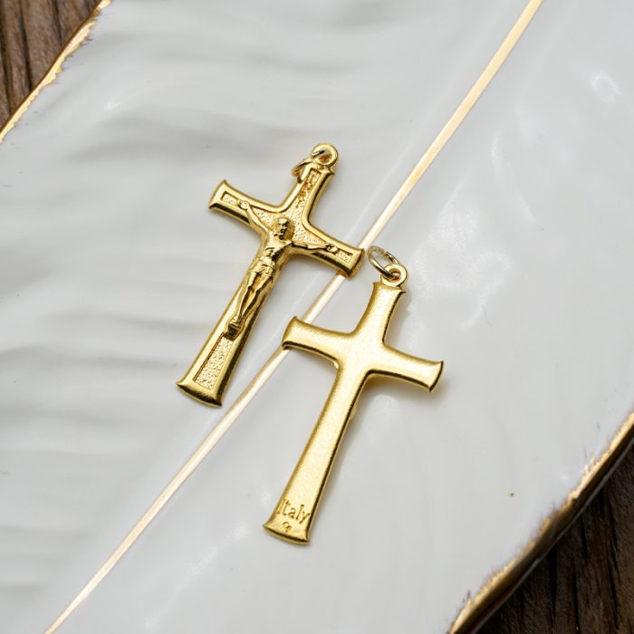 DIY十字架-沙面背景-锌合金-金色-4x2.4cm Catholic religious art