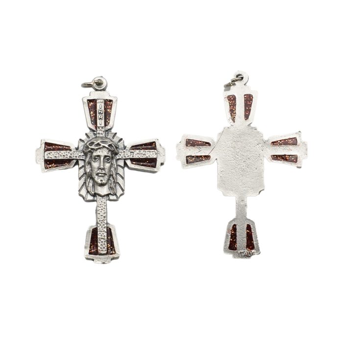 DIY十字架-锌合金红珐琅-5.1x4cm Catholic religious art