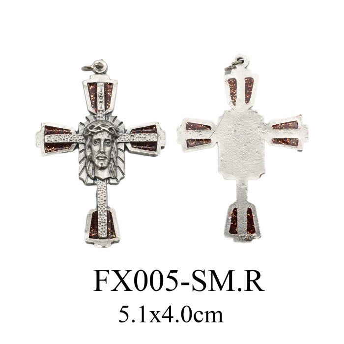 DIY十字架-锌合金红珐琅-5.1x4cm Catholic religious art