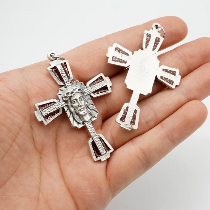 DIY十字架-锌合金红珐琅-5.1x4cm Catholic religious art