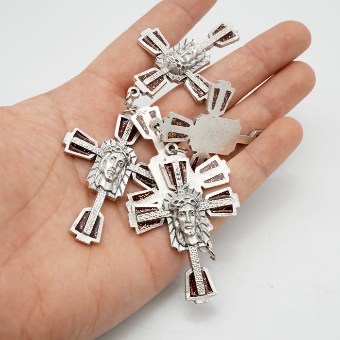 DIY十字架-锌合金红珐琅-5.1x4cm Catholic religious art