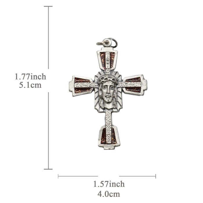 DIY十字架-锌合金红珐琅-5.1x4cm Catholic religious art
