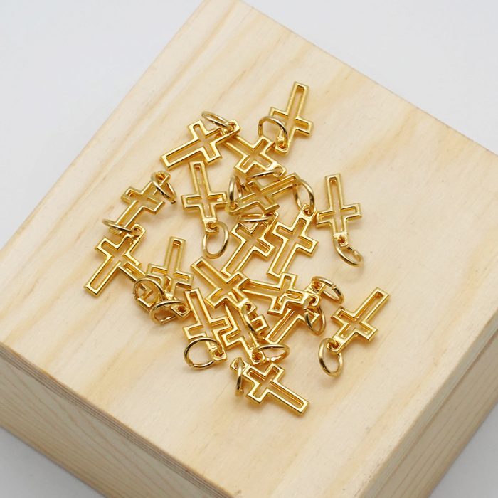 DIY十字架-镂空-锌合金-金色-1.2cm Catholic religious art