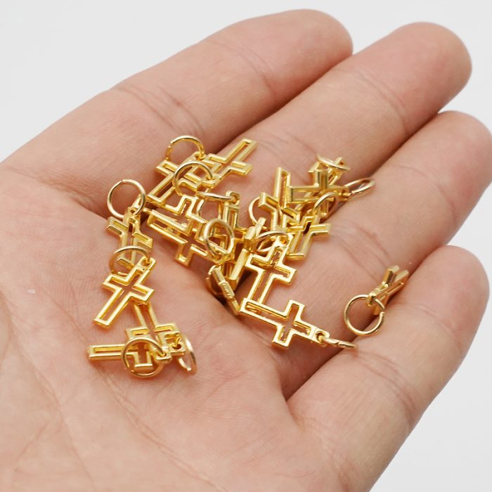 DIY十字架-镂空-锌合金-金色-1.2cm Catholic religious art