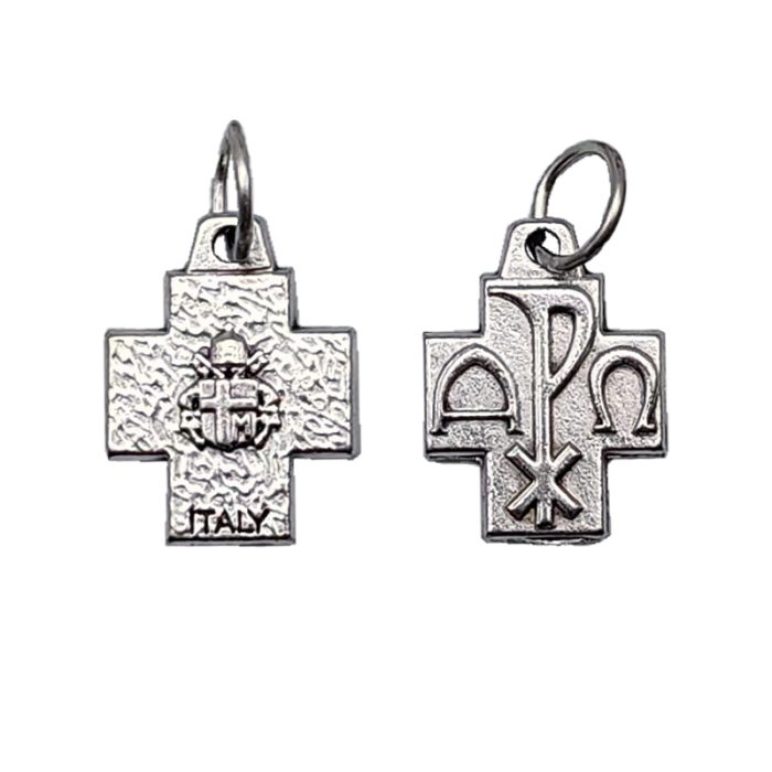 配件十字架-和平徽 镀银合金 1.3×1.2 cm Catholic religious art