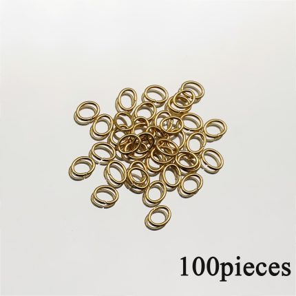 开口环-椭圆形-不锈钢-镀14K金-0.7x4x5mm（100个）