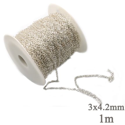 银色O字链 不锈钢镀银  3x4.2mm