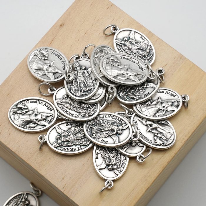 DIY小吊牌-总领天使圣弥额尔+护守天使-锌合金-2.2cm Catholic religious art