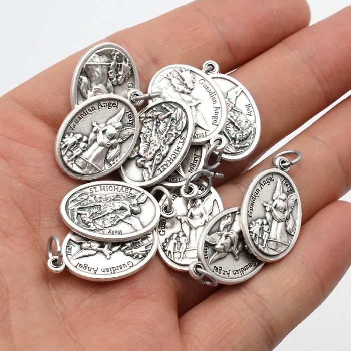 DIY小吊牌-总领天使圣弥额尔+护守天使-锌合金-2.2cm Catholic religious art