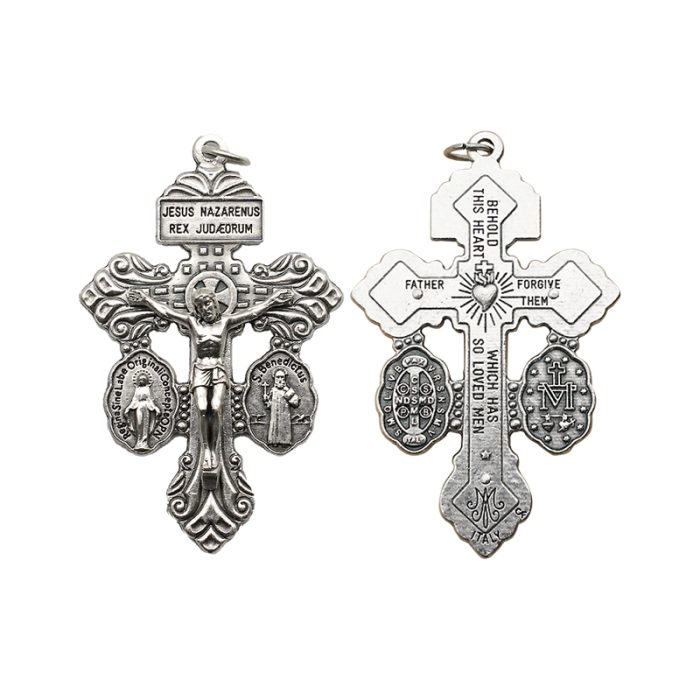 DIY十字架-宽恕+显灵圣母+圣本笃-锌合金-5.5cm Catholic religious art