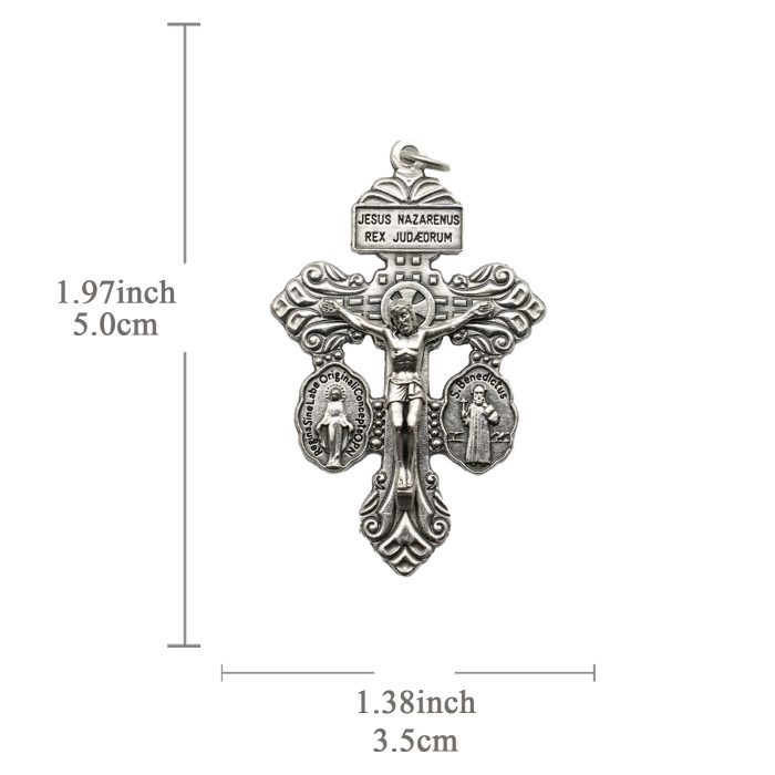 DIY十字架-宽恕+显灵圣母+圣本笃-锌合金-5.5cm Catholic religious art