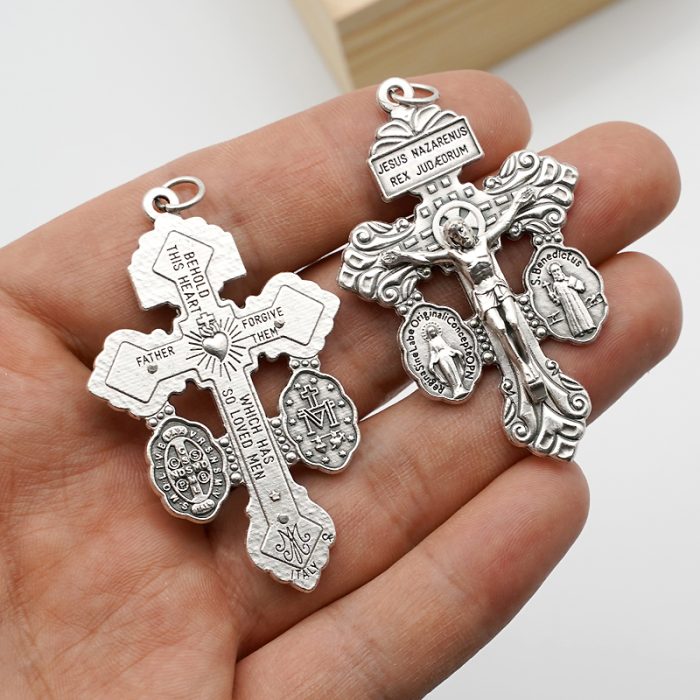 DIY十字架-宽恕+显灵圣母+圣本笃-锌合金-5.5cm Catholic religious art