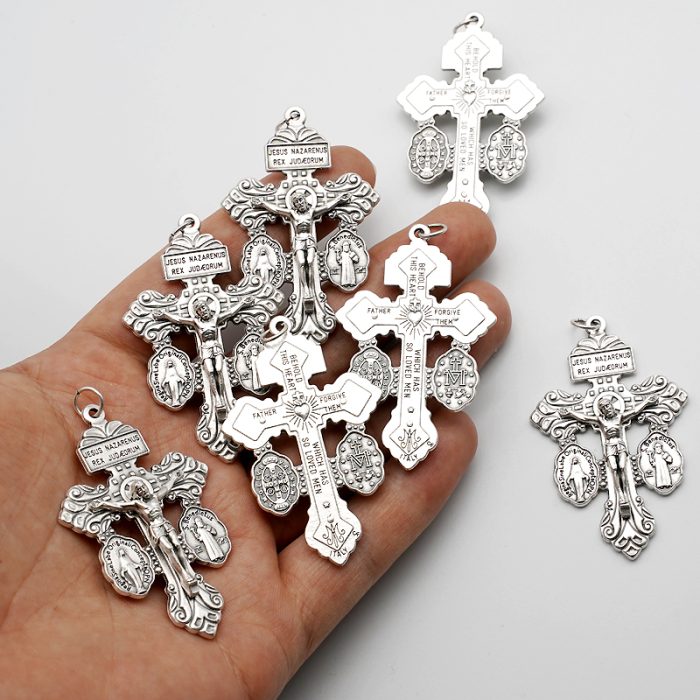 DIY十字架-宽恕+显灵圣母+圣本笃-锌合金-5.5cm Catholic religious art