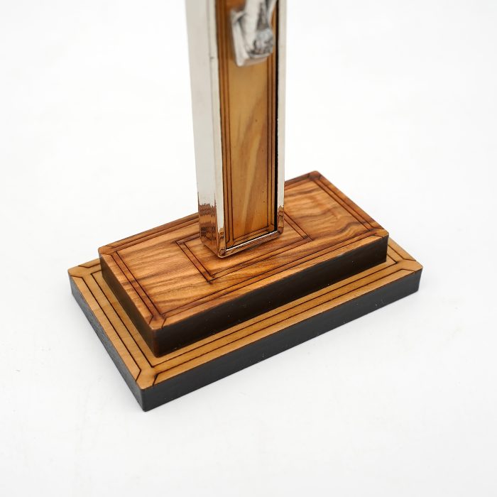 合金圣本笃十字架带圣牌橄榄木带底座-21x10cm Catholic religious art