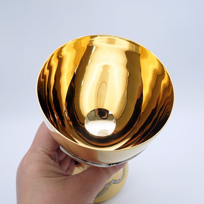 【现货】麦穗图案-圣爵杯圣体碗带盖手工雕刻套装18+10cm Catholic religious art