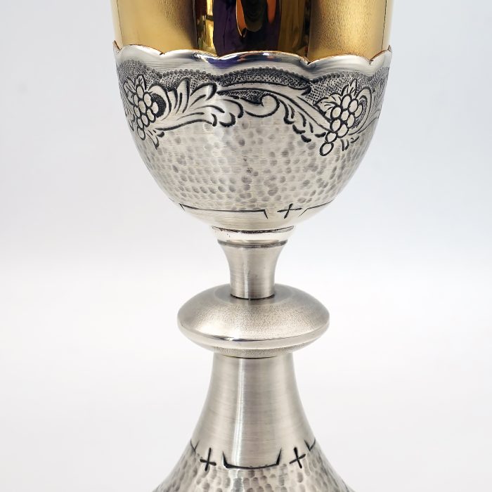 【现货】葡萄图案-手工雕刻-银色-圣爵杯圣体盒圣体碗带盖套装23+20+11cm Catholic religious art