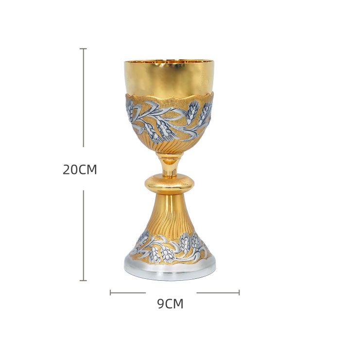 【现货】麦穗图案-手工雕刻-双色-圣爵杯圣体盒圣体碗带盖套装23+20+11cm Catholic religious art