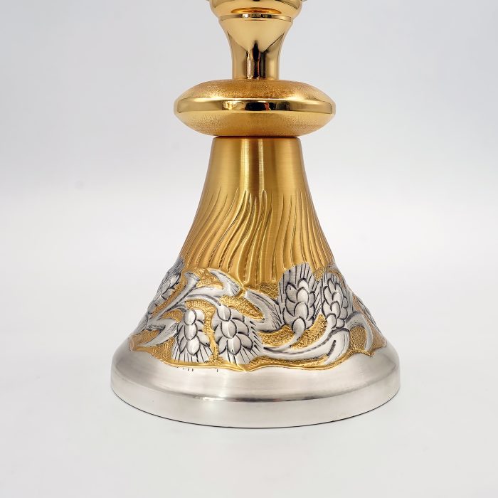 【现货】麦穗图案-手工雕刻-双色-圣爵杯圣体盒圣体碗带盖套装23+20+11cm Catholic religious art