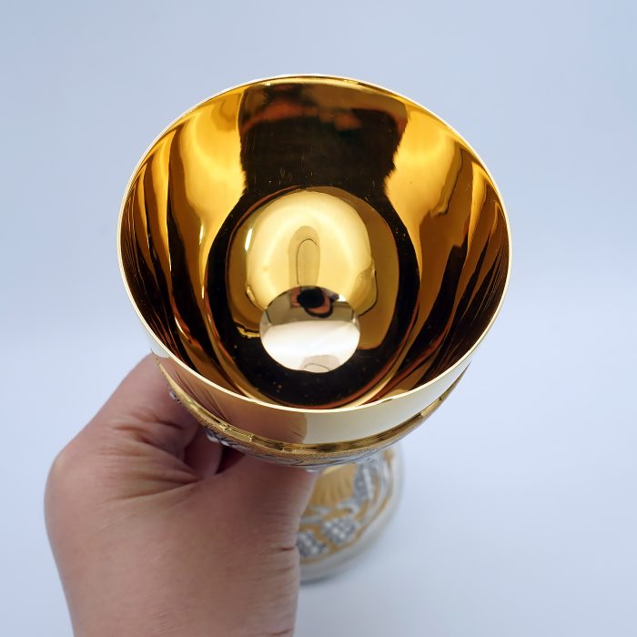 【现货】麦穗图案-手工雕刻-双色-圣爵杯圣体盒圣体碗带盖套装23+20+11cm Catholic religious art