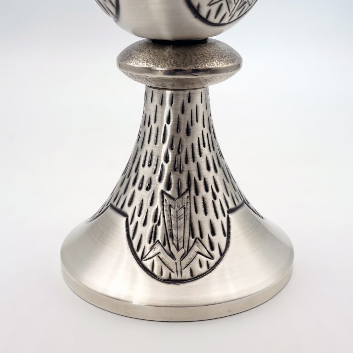 【现货】鱼与麦穗图案-手工雕刻-银色-圣爵杯圣体盒圣体碗带盖套装24+18+10.5cm Catholic religious art