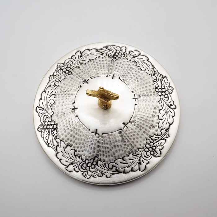 【现货】葡萄图案-手工雕刻-银色-圣爵杯圣体盒圣体碗带盖套装23+20+11cm Catholic religious art
