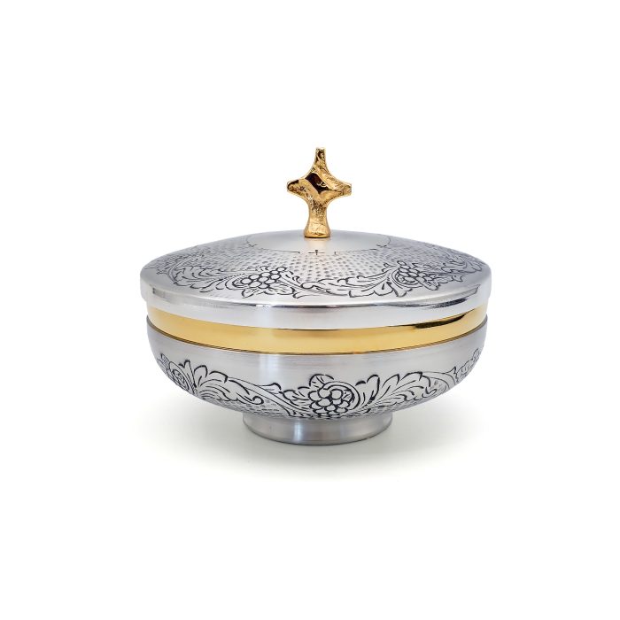 【现货】葡萄图案-手工雕刻-银色-圣爵杯圣体盒圣体碗带盖套装23+20+11cm Catholic religious art