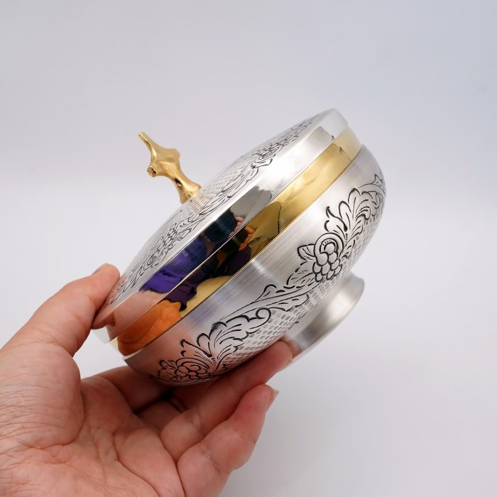 【现货】葡萄图案-手工雕刻-银色-圣爵杯圣体盒圣体碗带盖套装23+20+11cm Catholic religious art